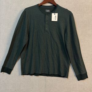 NWT Untuckit Henley Tee Shirt Mens Large Green Cotton Blend Schrock Regular Fit